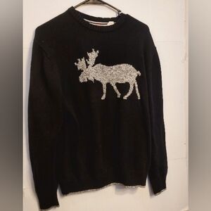 Black Sweater with Moose Design Size Medium